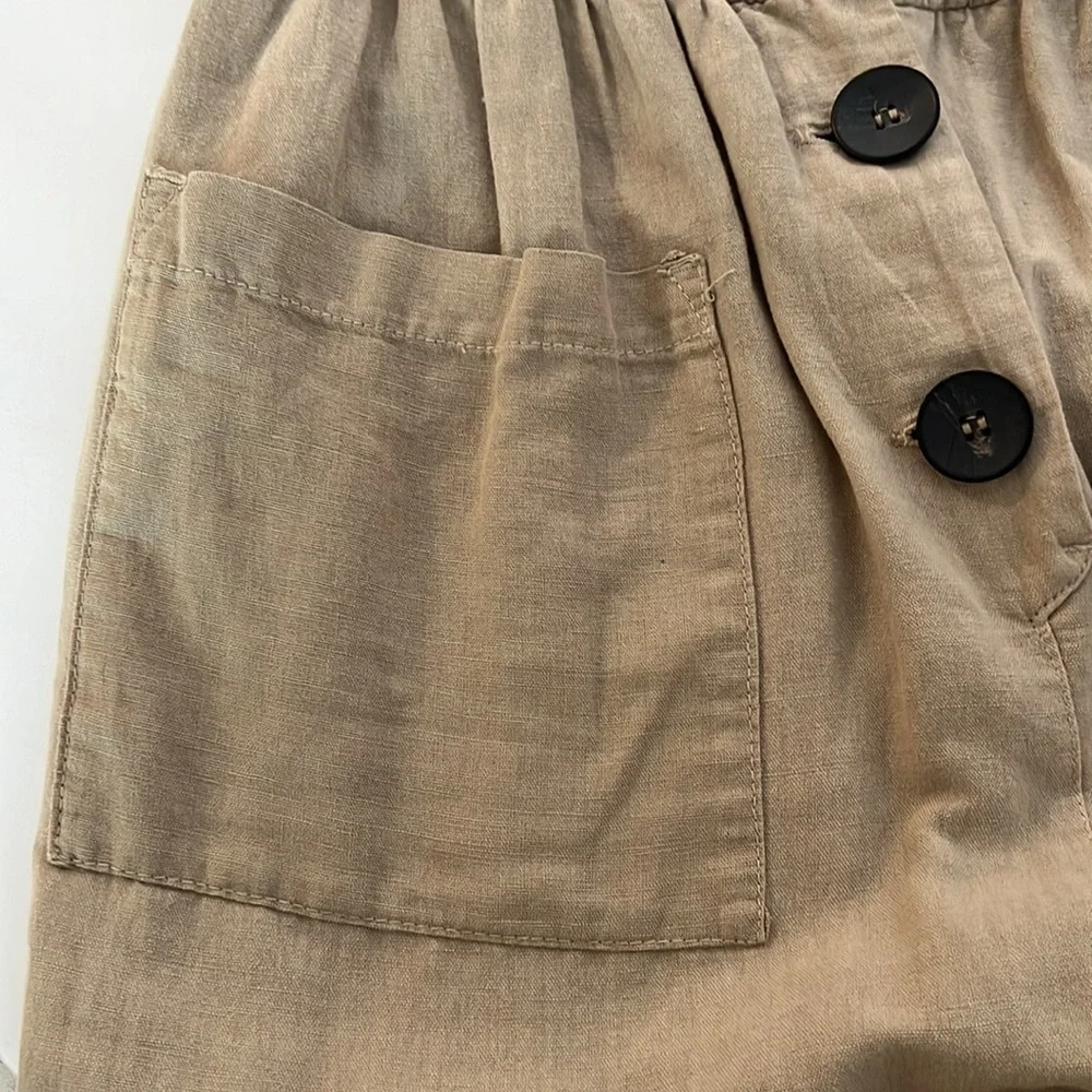 Zara Tan Linen Jumpsuit Size Large